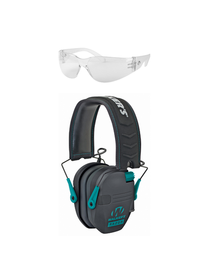 Electronic Hearing Protection with ANSI Z87.1-rated Shooting Glasses