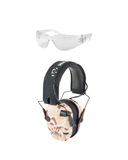 Electronic Hearing Protection with ANSI Z87.1-rated Shooting Glasses